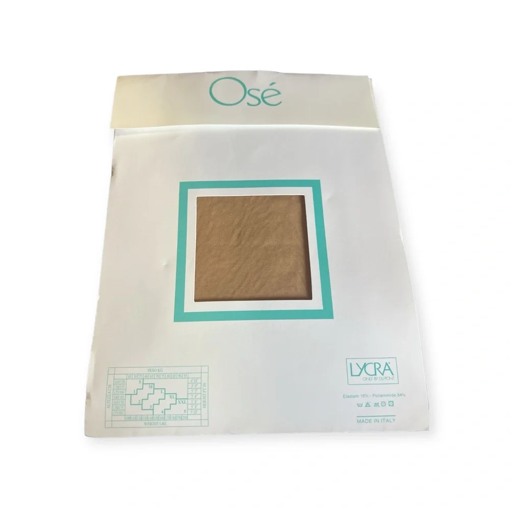 Italian Thigh High Lace Top Nude Stockings by Osé, Made in Italy, New, Size 1 &2